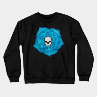 Blue Rose With Skull Crewneck Sweatshirt